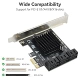 ELUTENG Karta PCIe SATA 6 portów z niskim profilem 10 Gbps SATA 3.0 kontroler karta rozszerzeń Bracket SATA 3.0 PCI Express karta do Windows 10/7/8/XP/Vista/Linux, Non-Raid, rozruch jako dysk