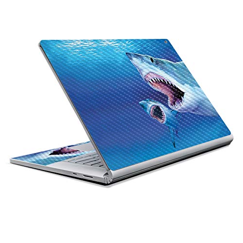 Image of MightySkins Carbon Fiber Skin for Microsoft Surface Book 2 13 inch (2017) - Great Whites,Protective, Durable Textured Carbon Fiber Finish,Easy to Apply, Remove, and Change Styles,