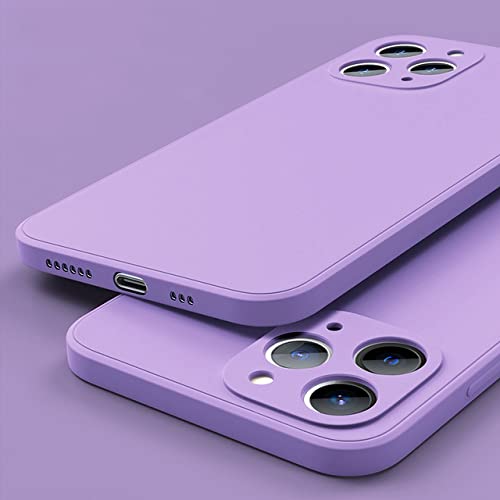 Coque en silicone liquide pour iPhone 13 Pro protection objectif violet herbe
