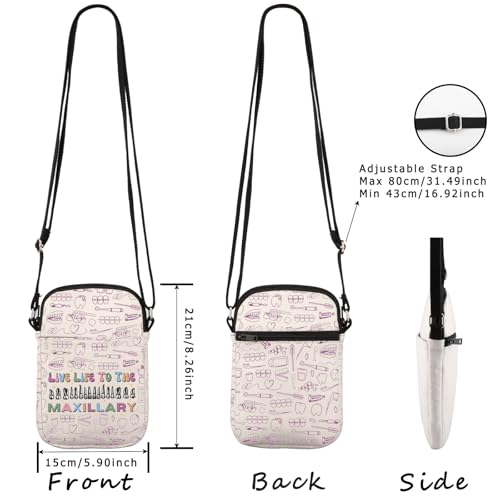 WCGXKO Dental Inspired Crossbody Bag Live Life to the Maxillary Dentist Gift Dental Hygienist Gift2