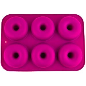 Selecto Bake Silicone Donut Moulds, Silicon Doughnut Mould Large Non-Stick 6 Cavity Molds Doughnut Tray Donut Pan Bagel Baking Tin Muffin Cupcake Biscuit Doughnut Maker Bakeware, Pink
