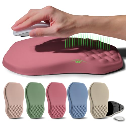 Gleamtide Ergonomic Raised Mouse Pad Wrist Support with Bilateral Slope Memory Foam Mousepad for Wrist Rest and Carpal Tunnel Pain Relief 11.8x7.9〃 Melon Pink