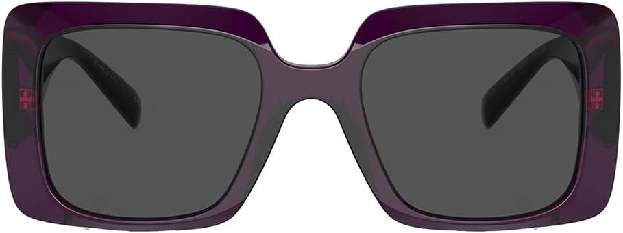 Versace VE 4405 538487 Transparent Purple Plastic Rectangle Sunglasses Grey Lens