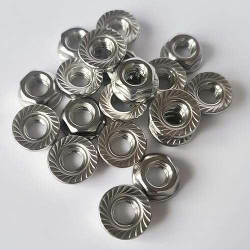 Sasksen 5/16-18 Serrated Flange Hex Lock Nuts, 50PCS 304 (A2-70) Stainless Steel Locknuts,Plain Finish, UNC Nuts Fasteners, Replacement Nut for Industrial & Home Use
