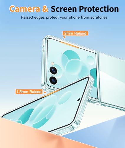 Image of FNTCASE for Samsung-Galaxy Z-Flip-7 Clear Case with Screen Protector | Anti Yellowing, Military Grade Drop Protection, Rugged Shockproof, Transparent