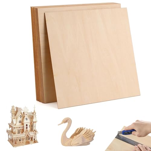 10er Set hochwertige Holzplatten – 100mm x 100mm, 1mm dick, aus Linde, ideal für