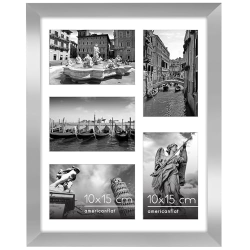 Americanflat Cadre Photo 10x15 cm Argent - Cadre Pêle-Mêle 28x36 cm sans Passe-Partout ou avec...