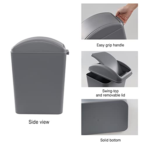 Wekioger 4.2 Gallon/16 Liter Swing-top Lid Garbage Can, Grey Plastic Kitchen Trash Bin, 1 Pack - Thumbnail 3