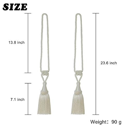 BEL AVENIR Curtain Tiebacks Handmade Holdbacks for Curtains Drape Decorative Tie Backs with Tassels(Cream, 4 Pack) by BEL AVENIR - Image 2