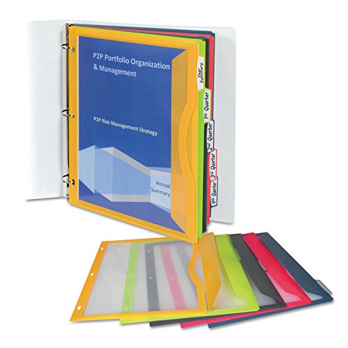 C-Line 06650 Binder Pocket With Write-On Index Tabs, 9 11/16 X 11 3/16, Assorted, 5/Set #TOP22