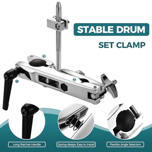 TENTOTEN Drum Set Clamp, Drum Set Mounting Clamp with Universal Omni-Ball & Long Ratchet Handle, Drum Set Clamp for Toms & Cowbell by TENTOTEN - Used condition - Image 2