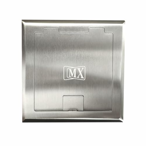 Image of MX 3-Module Floor Pop-Up Box - Stainless Steel Flush Mounting, 45 Series Modules, 90 Top Cover, Concrete Floor Installation, Silver