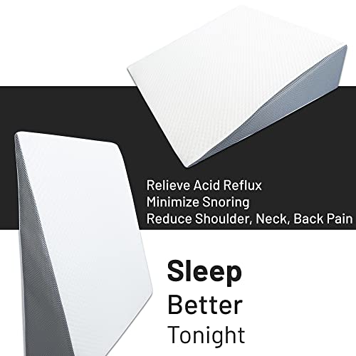 Mattress Solution, 24-Inch Bed Wedge Pillow With High Density Foam, Stylish Chic Jacquard Cover, Wedge Pillow For Sleeping, Reading, Watching Tv, White #TOP3