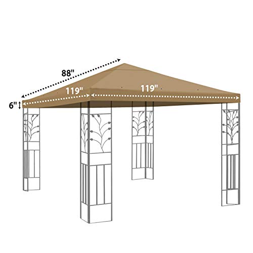 BenefitUSA 10x10 FT Gazebo Replacement Canopy Top Single Tier Canopy Top Cover (Tan)