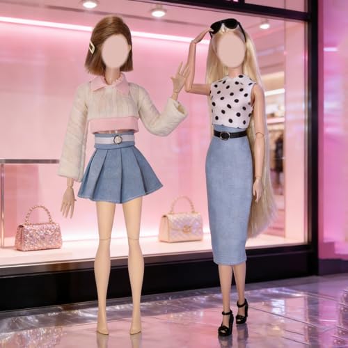 DAVBNM 20PCS Doll Clothes Compatible with Barbie 11.5 inch Doll, 6 Set Include Fishtail Dress Set Leather Skirt Set Sweater Skirt Set Slim Fit Dress Set 2 Fur Coat Set - Image 6