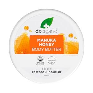 Dr Organic Manuka Honey Body Butter, Moisturising, Dry Skin, Mens, Womens, Natural, Vegetarian, Cruelty-Free, Paraben & SLS-Free, Organic, 200ml