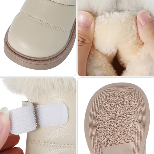 MK MATT KEELY Girl's Snow Boots Warm Fur Lining Non-Slip Ankle Boots Winter PU Leather Waterproof Boots for Toddlers/Little Kid3