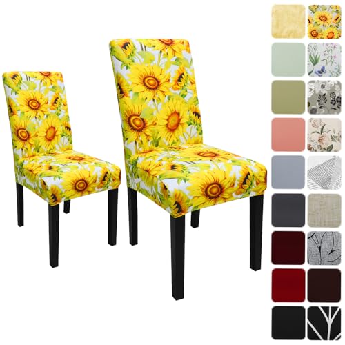 Keyroal Dining Room Chair Covers Set of 2, Stretch Pattern Parsons Chair Slipcovers Spandex Removable Washable Kitchen Chair Protector Cover for Dining Room, Hotel, Ceremony