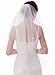 Emondora 2T Short Sequin Pearl Edge Crystals Beaded Bling Wedding Bridal Veil White