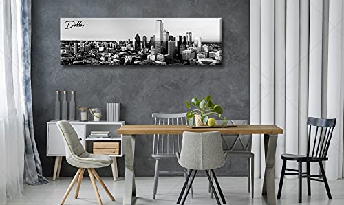 Image of Black and White Wall Art Dallas Skyline Cityscape Skyscrapers Canvas Print Painting Landscape Texas City Buildings Pictures Modern Artwork for Man Room Office Living Room Decoration 13.8 inchx47.3 inch
