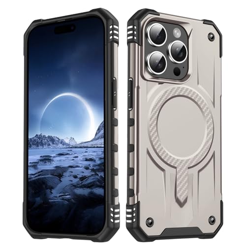 Coque magnétique pour iPhone 14 Pro antichoc et hybride avec dos anti-rayures or