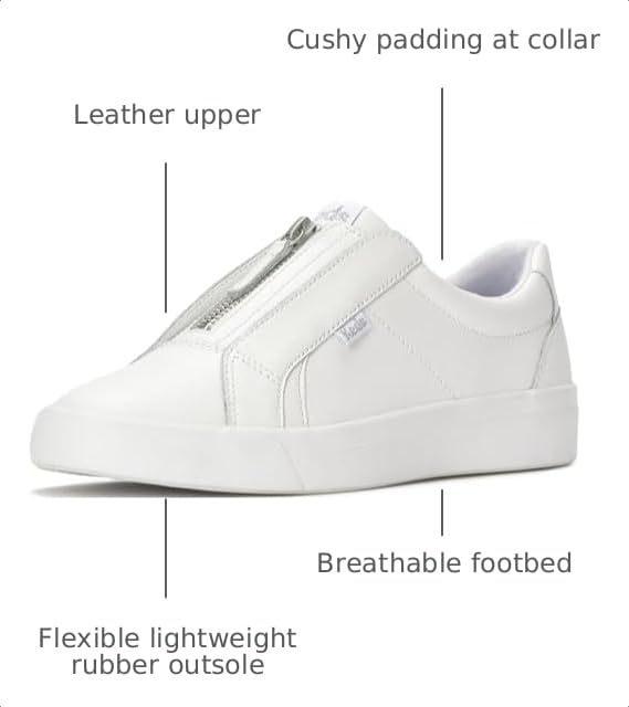 Keds Pursuit Zip Fashion Sneaker, Keds White, W 6 by Keds - Image 3