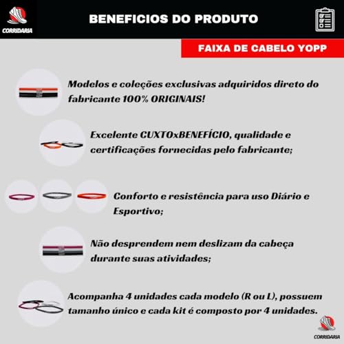 Faixa De Cabelo Com Silicone Antideslizante 4 Unid YOPP PB - Preto & Branco