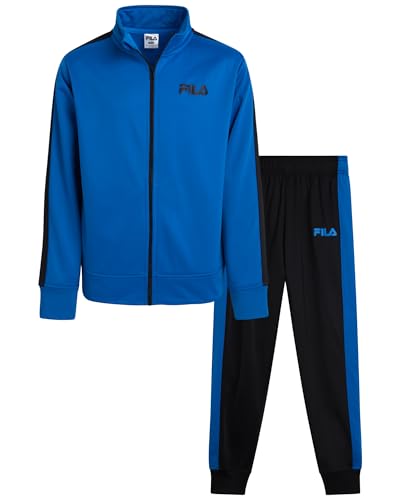 Fila Boys Tracksuit - 2 Piece Athletic Performance Tricot Full Zip Track Jacket and Boys Joggers Activewear Set (Size: 8-12)