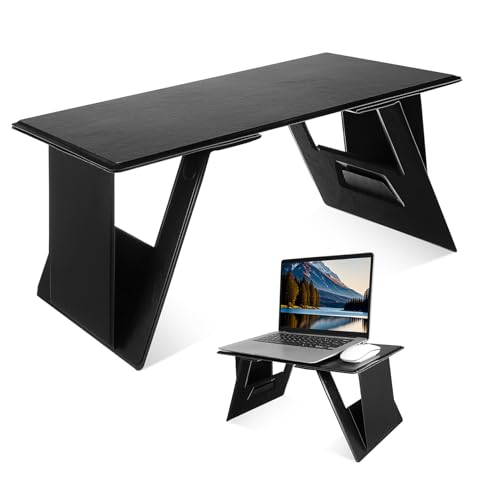 HAPINARY Portable Foldable Lap Desk for Laptop Car Tray Table with Non Slip Design Space Saving Portable Desk for Bed Sofa and Travel Sturdy High Density Board Construction