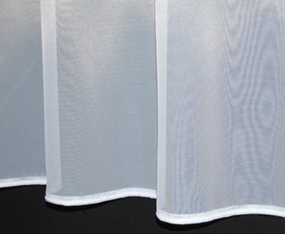 Sue. Plain lead weighted voile net curtain. 90 inch drop. Finished in White. Sold by the Metre by The Textile House