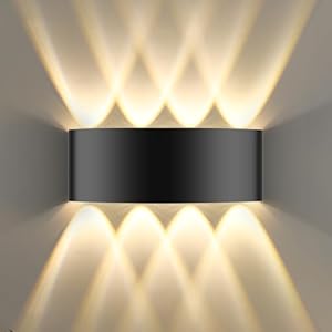 Oumida LED Wall Lights Indoor Modern Black Wall Wash Lights 8W 3000K IP65 LED Sconce Up and Down Wall Lamp for Living Room,Bedroom,Hallway (1 Pack)
