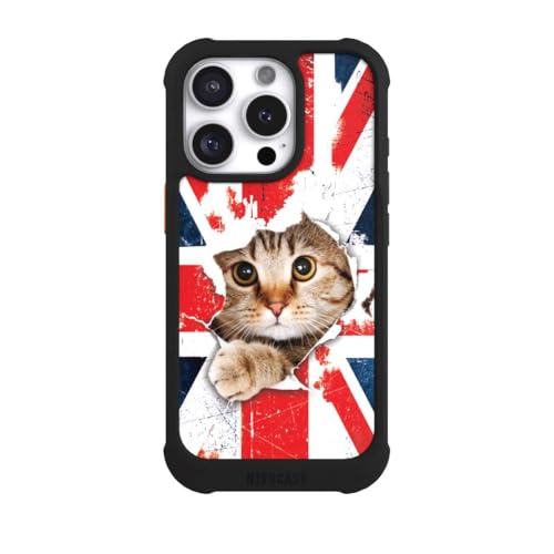 Coque MagSafe antichoc iPhone 16 Pro noire protection renforcée chat