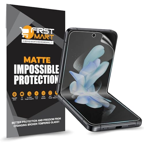 Image of FIRST MART Matte Screen Protector for Samsung Galaxy Z Flip 4 / Z Flip4 - TPU Anti-Glare Protection, Fingerprint Working, Bubble-Free, Edge to Edge Coverage [ 1 Pack]