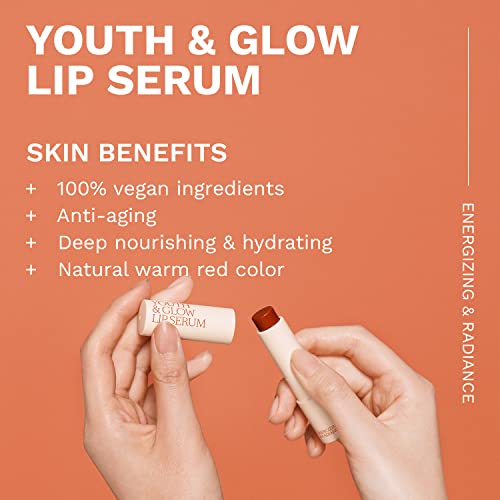 Serumkind Youth & Glow Lip Serum - Anti-Aging Lip Balm Chapped Lips – Natural Red Color - Nourishing Lip Moisturizer To Restore Radiance – Vegan, Cruelty Free - 0.13Oz. #TOP1