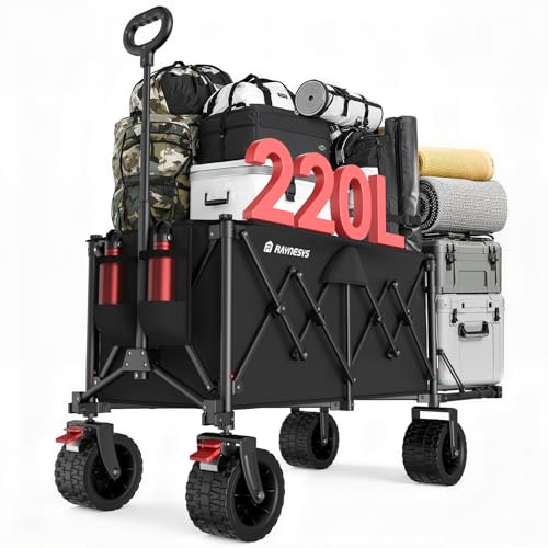 Raynesys �L�����[���S�� ��e��150L~220L �ω׏d200kg �㕔�W�J�� �����Ή� �܂��ݎ� �����^�b�`���� �����^�ѕ֗� �R���p�N�g �������[ �É� ���X�`�[�� ���n�`�Ή� �L�����v/���l/�ނ�/���z��/������/�S�~�o�� Black