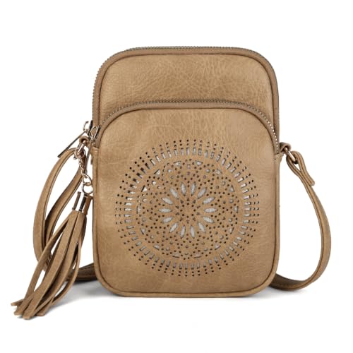 Image of AFKOMST Small Crossbody Phone Purse for Women, Triple-Zip Compartments
