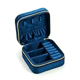 SIHAOYY Caja de Almacenamiento de Joyas de Viaje de Terciopelo Vintage con Tapa y Espejo, Organizador con Logotipo Personalizado, Caja de joyería Verde Retro.