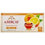 Azercay Black Tea with ORANGE 25 Tea Bags Made in Azerbaijan Kosher Certified NO GMO