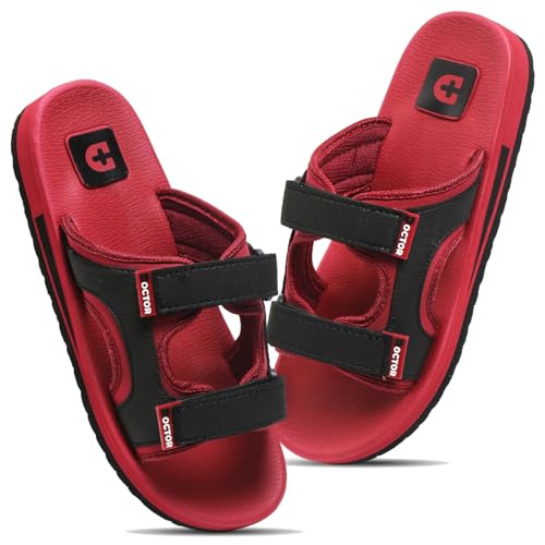 DOCTOR HEALTH SUPER SOFT Men’s Casual Slippers with Soft Cushioned Sole, Double Strap with Toe Loop Design, Lightweight Anti-Slip Everyday Wear Slippers for Home and Outdoor Use