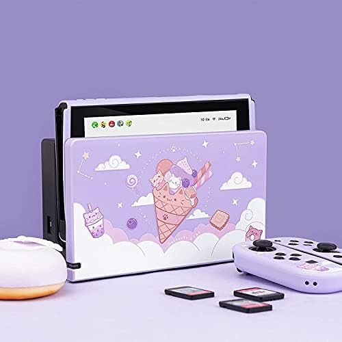 GeekShare Anti Scratch Switch Dock Cover-twardy panel czołowy do stacji dokującej przełącznika-DIY Zamienna powłoka kompatybilna z Nintendo Switch Dock (Ice Cream Cat)
