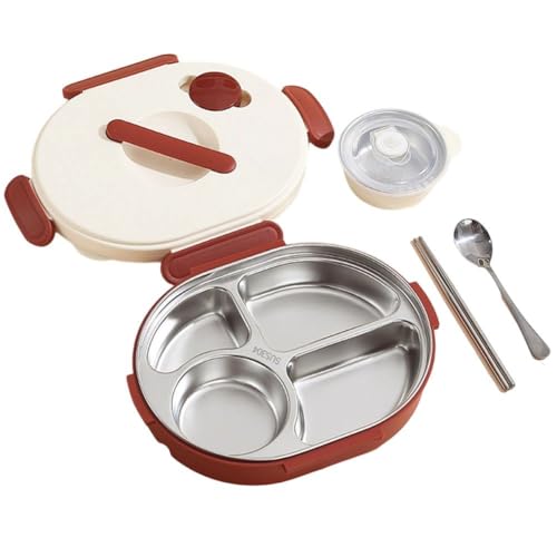 NiuLumea Contenitore termico per il pranzo in acciaio inox, con scomparto e ciotola, a prova di perdite e adatto al microonde, include cucchiaio e bacchette, lavabile in lavastoviglie, materiale 304