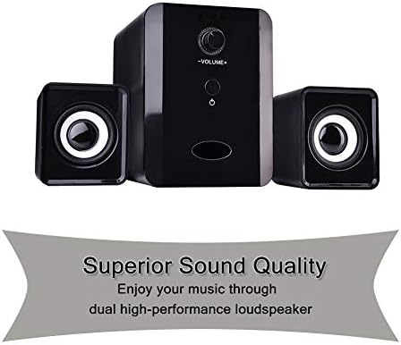 PC Stereo Speakers,Mini USB 2.1 Wired Combination Speaker Bass Music Player Subwoofer,suitable for cellphone, tablet, laptop, PC, desktop computer (Black)