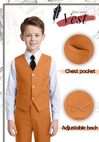 Image of YuanLu Boys Suit Dress Clothes Ring Bearer Outfit Homecoming Dresses Boy Vest and Pants Set for Kids Wedding Tuxedo Suits