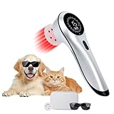 Hand Held Infrared Cold Laser Therapy Device for Dogs, 650nm & 808nm Pet Pain Relief Laser Light Therapy Machine with Magnetic Cover, Rechargeable Near Red Light Wand for Cats, Horses, Rabbits