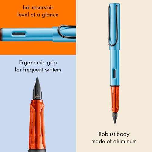 Image of Lamy AL-star Denim Fountain Pen with Polished Steel Nib in Line Width M | Lamy Fountain pen with ergonomic grip - lightweight aluminium housing - incl. LAMY T 10 blue ink cartridge - right handed