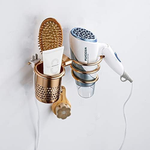 Gold Color Blow Dryer Holder Hair Tools Organiser Comb Storage Caddy,Adhesive or Drilling