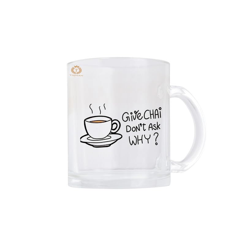 TAJNAN Printed Glass Cups for Tea and Coffee Casual Regular 330 ML - Best Gift for Valentines