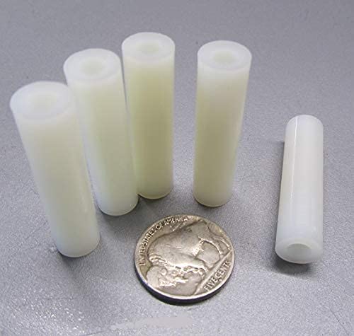 Natural Nylon Spacer, Unthreaded, No. 10 Screw Size x .375" OD x .192" ID x 1.50" Length, 100 Pcs.