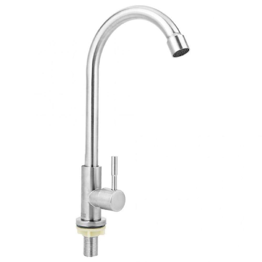 Rubinetto Miscelatore ， Rubinetto Girevole Cucina Bagno Rubinetto Singolo per Acqua Fredda Rubinetto per Bacino in Acciaio Inossidabile-Argento/Argento Comfortable Anniversary