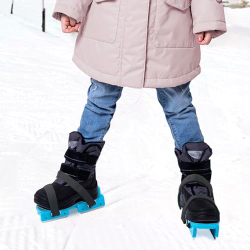 Toddler Ice Skates, Kids Adjustable Double Runner Ice Skates with Hook and Loop Fastener Straps, Blue Double Blade Ice Skates for Winter Toddler Training Shoes Beginner (1)